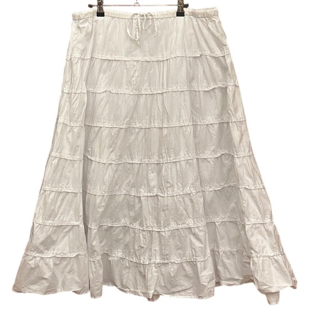 Vintage Y2K Relativity Tiered Maxi Skirt Cottagecore Boho White Cotton Skirt